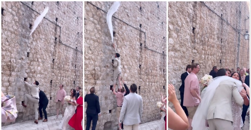 Mladenki u Dubrovniku odletio veo i zakačio se za zid, pogledajte kako je to završilo