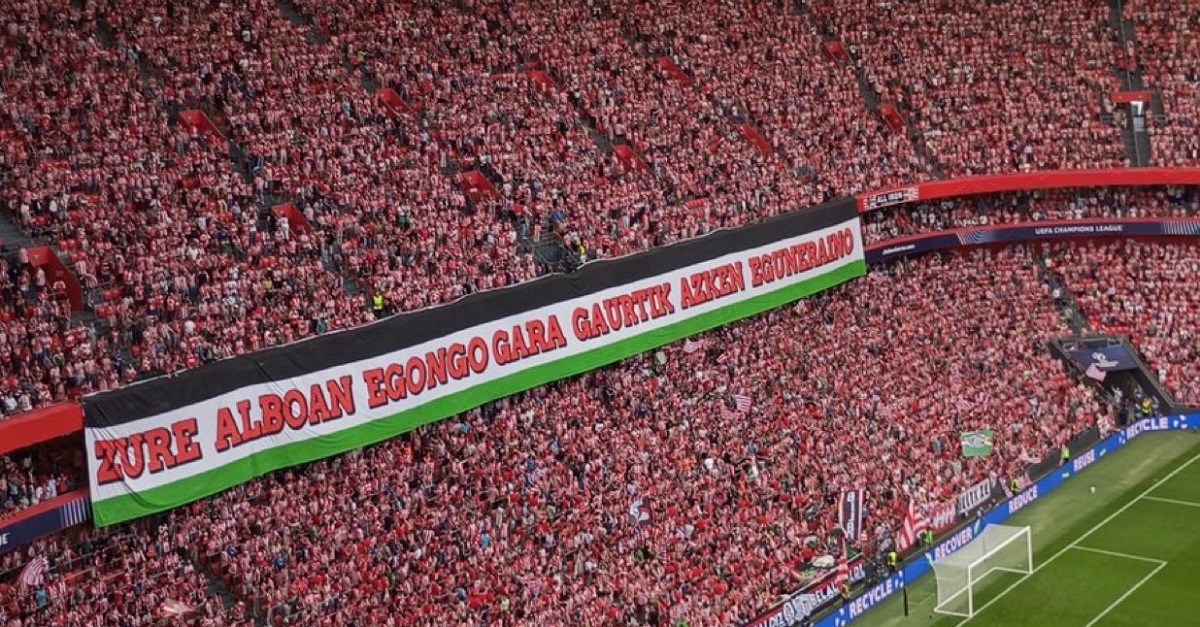 Baski u Ligi prvaka razvili ogromnu zastavu u bojama Palestine. Evo što piše na njoj