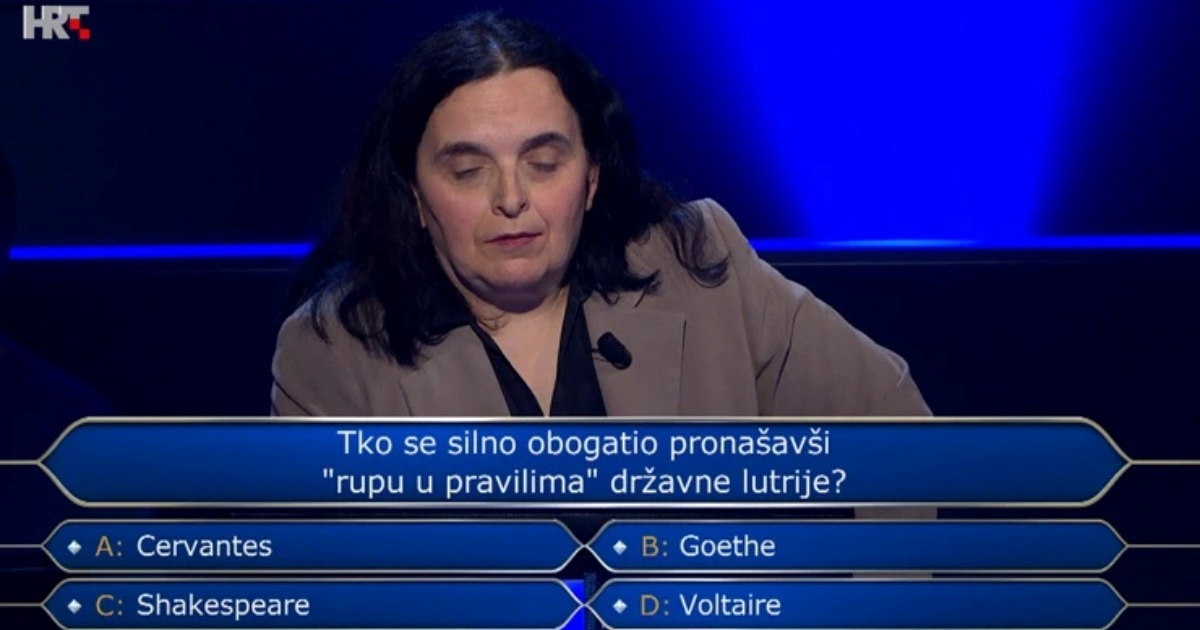 Neda riskirala pa krivo odgovorila na pitanje za 125.000 kuna. Znate li vi odgovor?