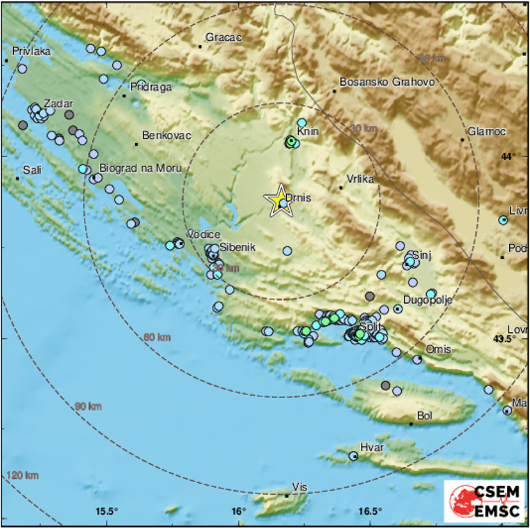 Potres od 3.9 kod Drniša