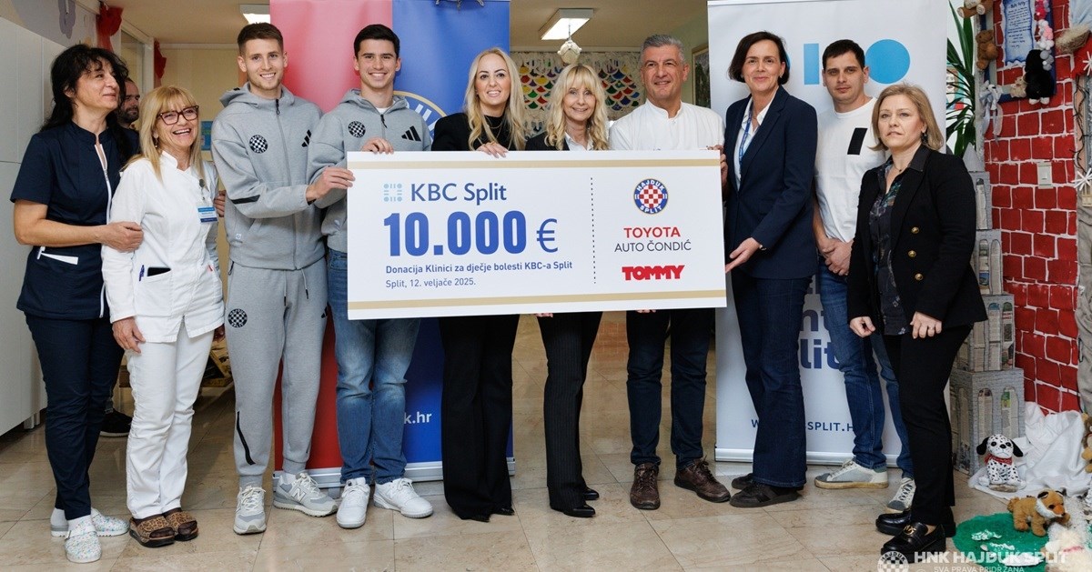 Hajduk i njegovi sponzori donirali 10.000 eura za djecu u splitskom KBC-u