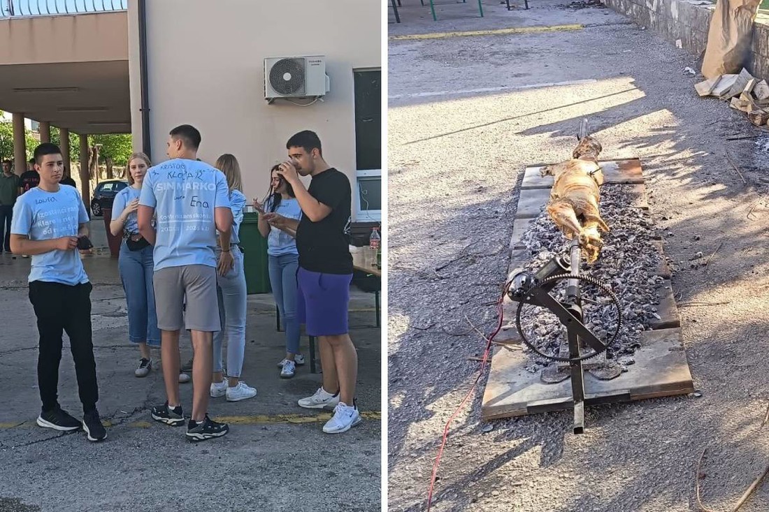VIDEO Maturanti u Vrgorcu okrenuli janje ispred škole