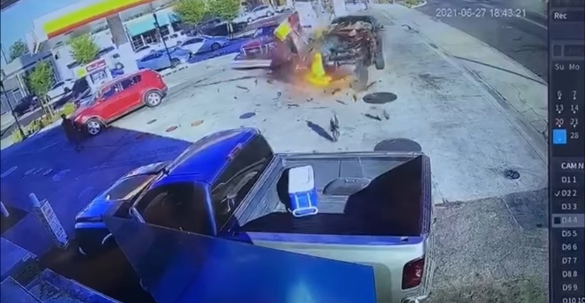 VIDEO Pijana vozačica Nissanom pomela benzinsku crpku i poletjela