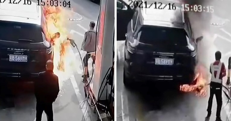 VIDEO Zapalio je Porsche u koji se točilo gorivo dok je u autu sjedila žena