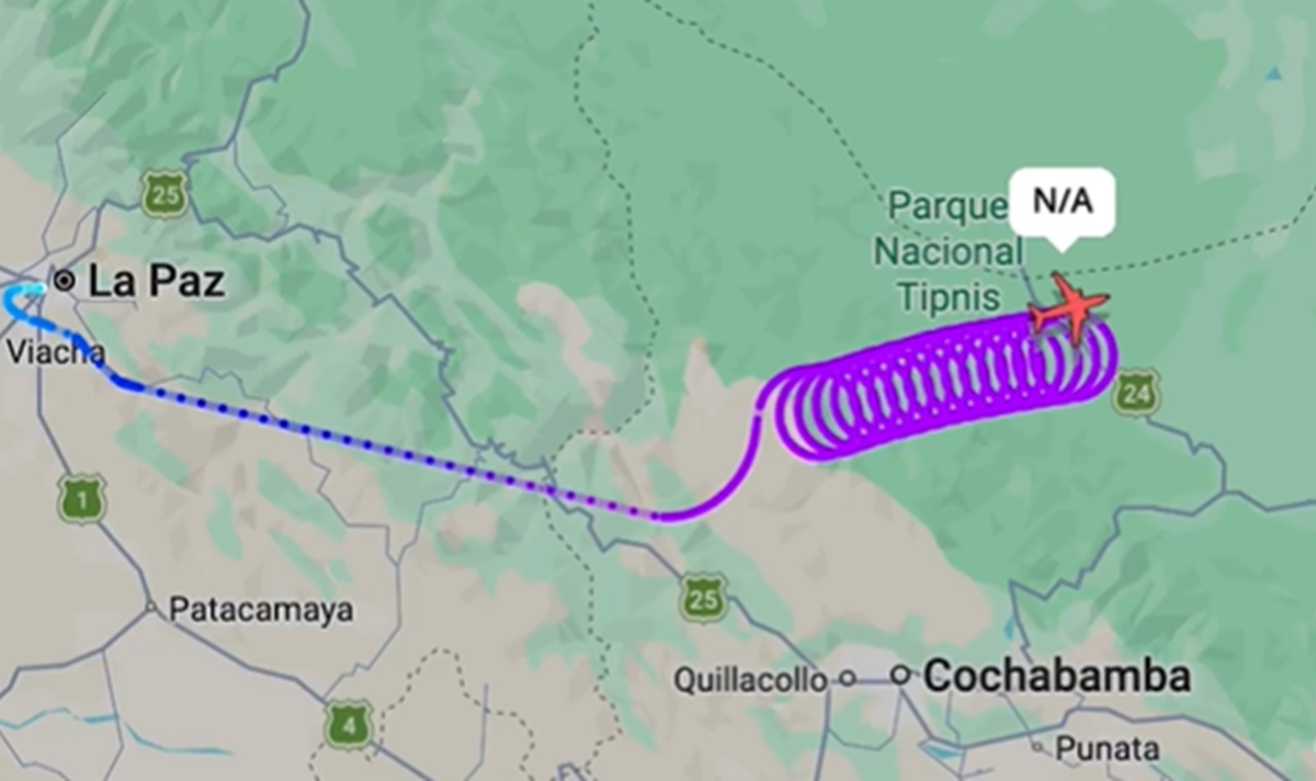Ovo je putanja leta bolivijskog aviona prije nego što je nestao s radara
