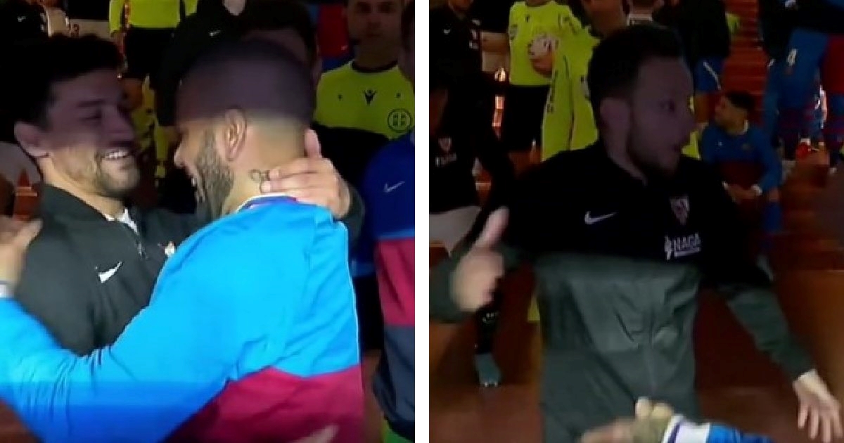 VIDEO Dani Alves je pozdravljao igrače Seville. Onda je vidio Rakitića