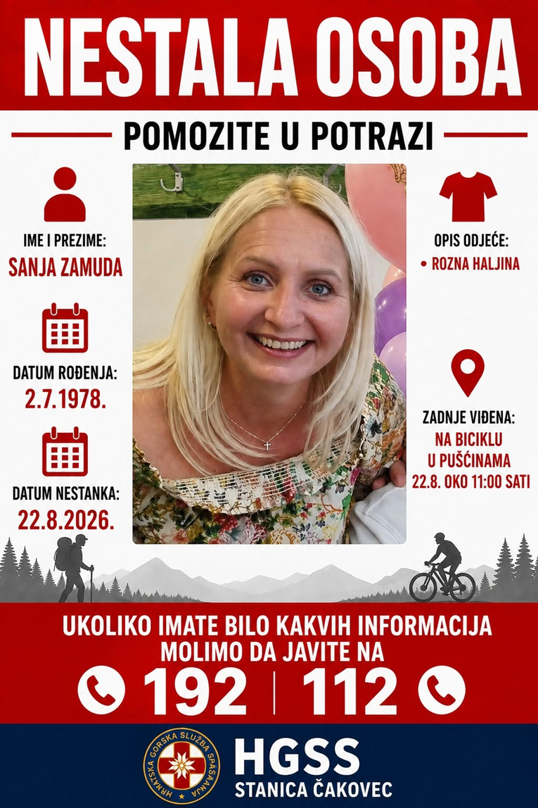 Nestala žena u Međimurju, za njom traga HGSS. Mole za pomoć