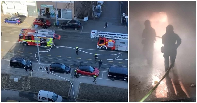 VIDEO Buknuo požar na zagrebačkoj Trešnjevci, u podrumu nebodera zapalilo se smeće