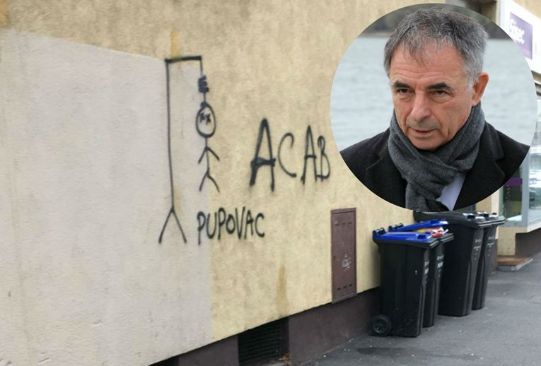Na zgradi u Zagrebu nacrtana vješala, ispod njih piše "Pupovac"