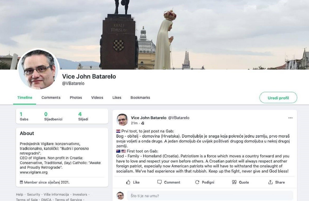 Batarelo: Dosta je Facebookovih plaćeni komesara, odlazim na GAB