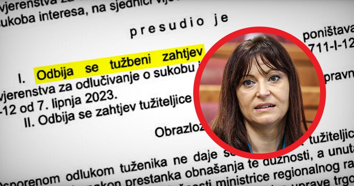 Sud potvrdio da se bivša HDZ-ova ministrica ne smije zaposliti kao šefica uprave