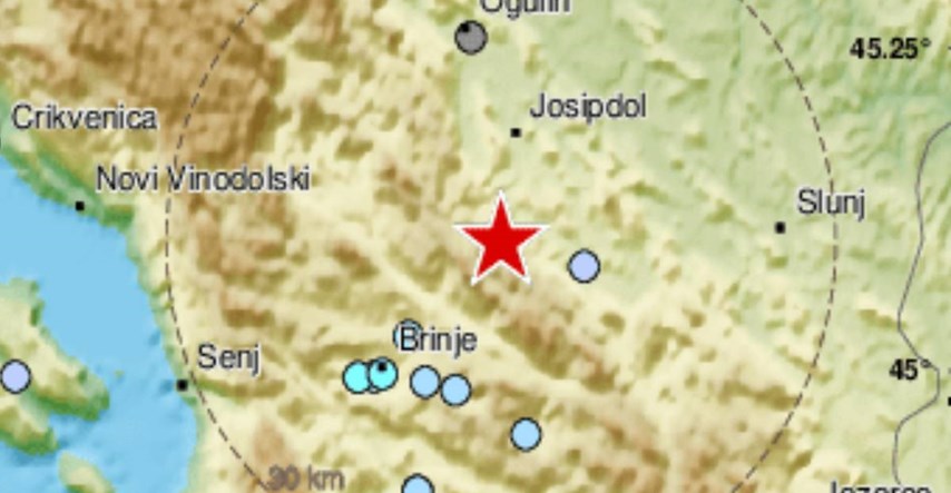 Potres magnitude 2.8 blizu Ogulina