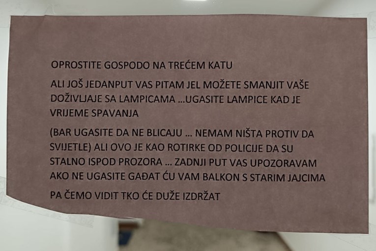 Stanari u Zagrebu se svađaju zbog lampica: "Zadnji put vas upozoravam da ih ugasite"