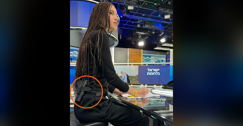 Izraelska voditeljica u TV studiju nosi pištolj za pojasom