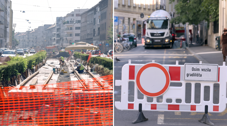 FOTO Zatvoren dio Gajeve, velika gužva zbog radova u Zvonimirovoj u Zagrebu