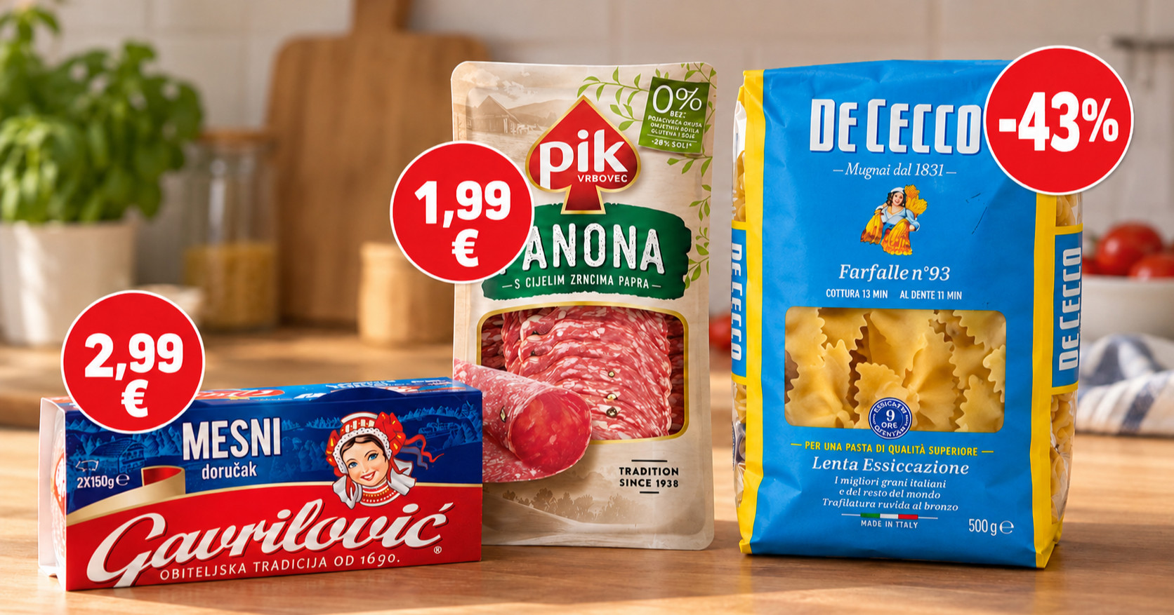 Najbolje cijene danas: Pik Panona za 1,99 eura, tjestenina na -43%