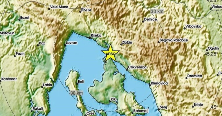 Potres kod Rijeke magnitude 1.6