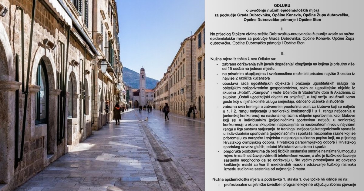 Na jugu Hrvatske raste broj zaraženih, uvedene stroge mjere za dubrovačko područje