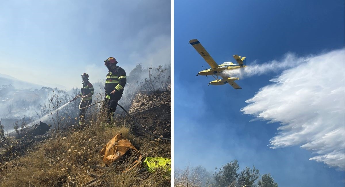 Požar u Podgori, vatra se približila apartmanima, gasio ju avion. Izgorjeli maslinici