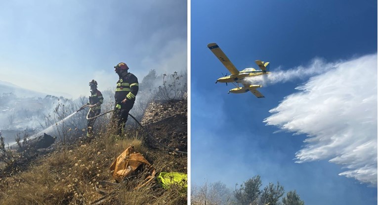 Požar u Podgori, vatra se približila apartmanima, gasio ju avion. Izgorjeli maslinici