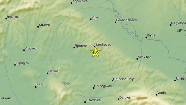 Potres magnitude 3.5 kod Bjelovara