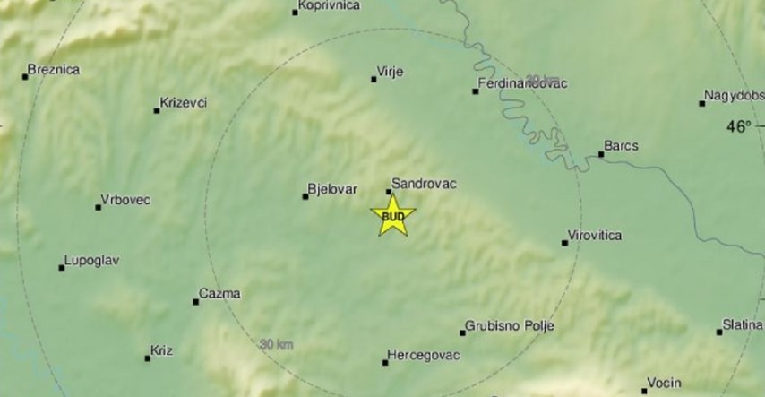 Potres magnitude 3.5 kod Bjelovara