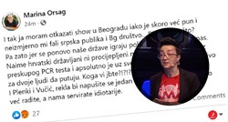 Orsag otkazala show u Beogradu: "Vučiću i Plenki, napušite se jedan drugom k..."