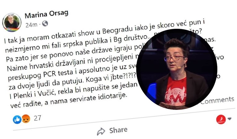 Orsag otkazala show u Beogradu: "Vučiću i Plenki, napušite se jedan drugom k..."