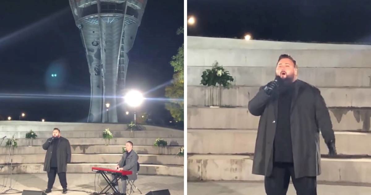 Jacques Houdek zapjevao hit iz 90-ih ispred Vukovarskog vodotornja