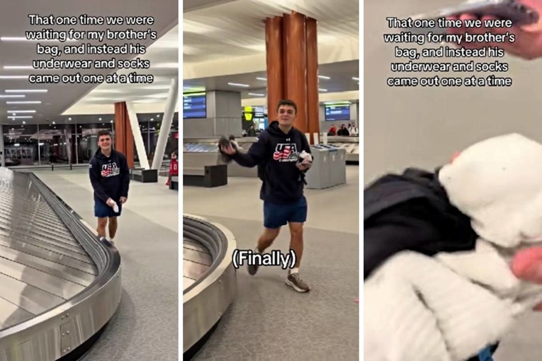 VIDEO Tip čekao prtljagu na aerodromu, na traci mu dolazila odjeća komad po komad