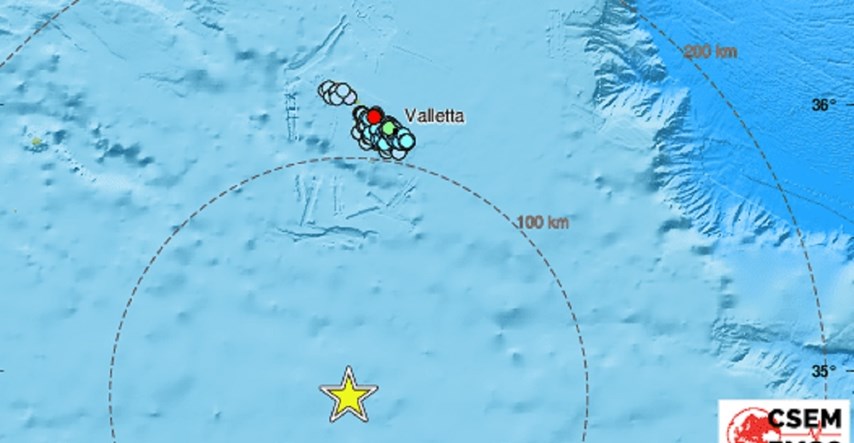 U Sredozemnom moru potres jačine 5.2 po Richteru. Osjetio se na Malti i Siciliji