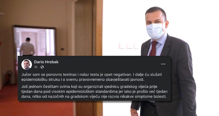 Hrebak se oglasio na Facebooku: Jučer sam se testirao, negativan sam na koronu
