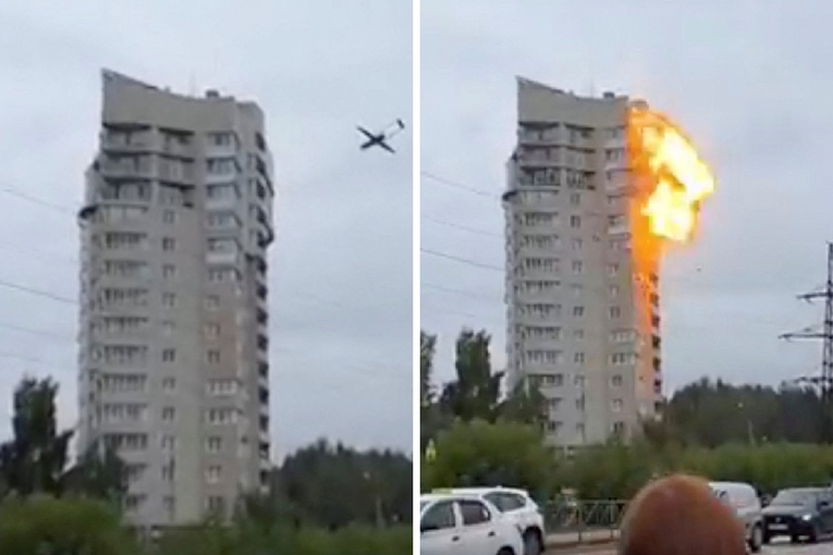 VIDEO Snimljen trenutak kad se ukrajinski dron zabio u zgradu u Rusiji