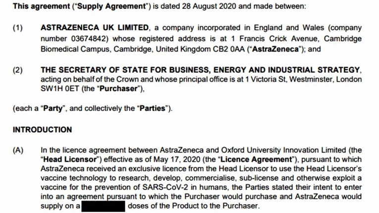 Objavljen ugovor AstraZenece i Britanije, dogovoreno da Britanija ima prioritet?