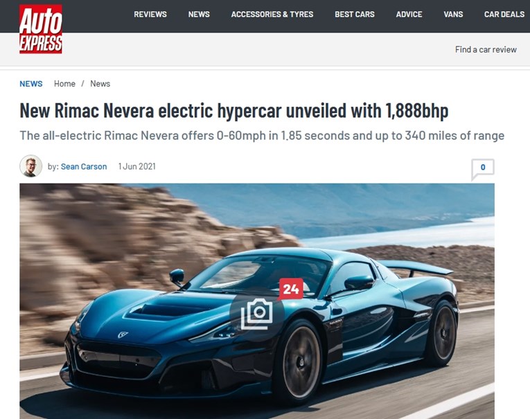 The Electric Rimac Nevera Can Sprint To 60mph In 1.85 Seconds