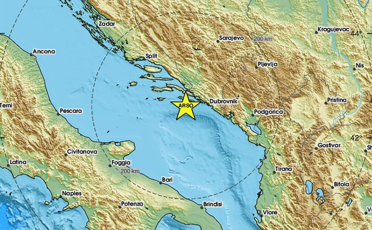 Potres od 3.3 po Richteru u Jadranu