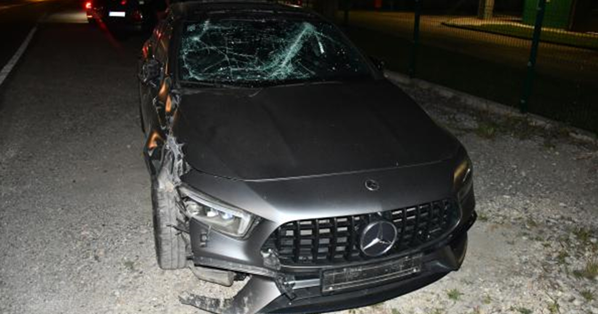 FOTO Pijan Mercedesom sletio s ceste u Donjoj Zelini. Porušio znakove i stupove