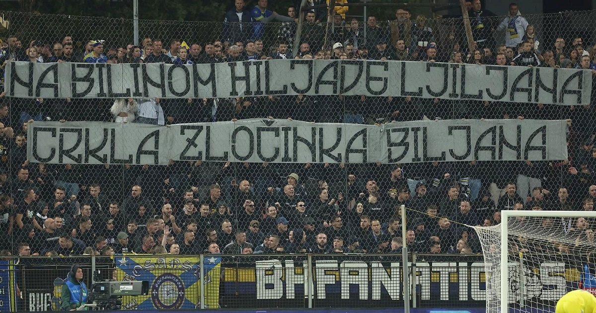 Brutalan transparent navijača BiH za srpsku ratnu zločinku