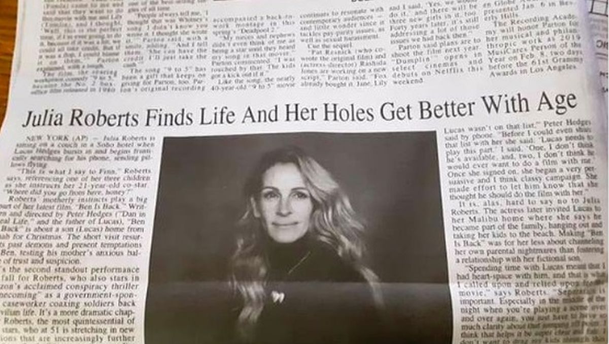 Tipfeler u naslovu o Juliji Roberts postao hit na internetu: "Njene rupe..."