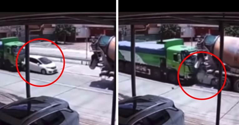VIDEO Najsretniji vozač na svijetu preživio u sendviču između dva kamiona