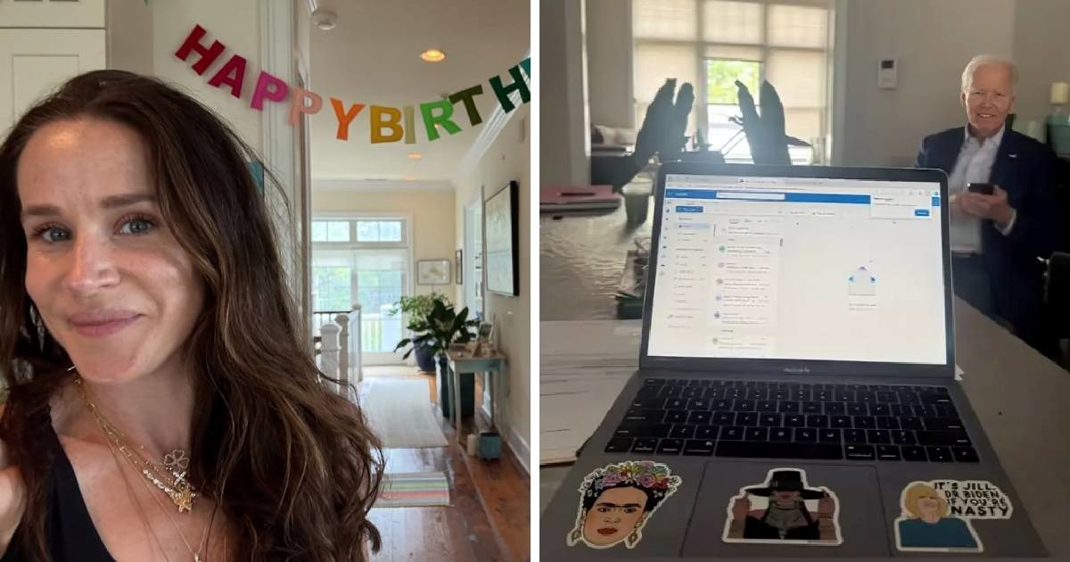 Kći Joea Bidena fotkala oca, ljudi uočili neobičnu naljepnicu na laptopu