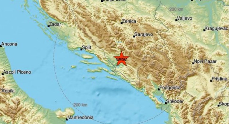 Potres 4,2 po Richteru na jugu BiH, osjetio se i u Hrvatskoj