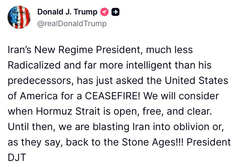 Trump: Iran je upravo zatražio PREKID VATRE