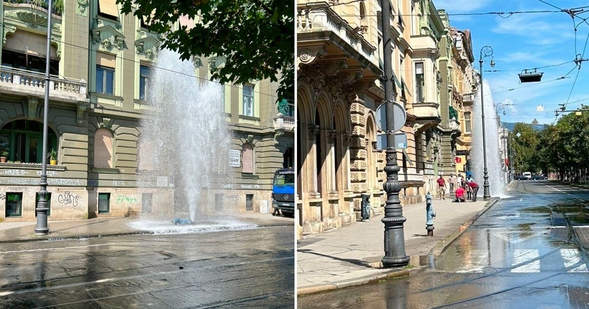 FOTO U Zagrebu kamion udario u hidrant, izbio visoki mlaz vode