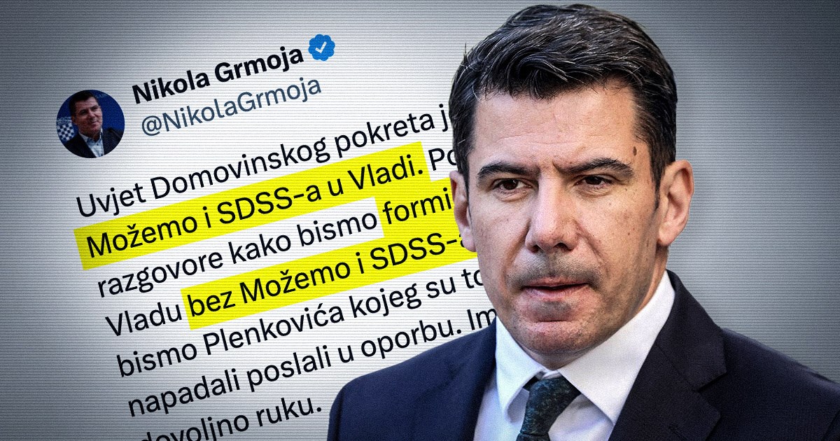 Grmoja: Most i DP bez Možemo i SDSS-a imaju dovoljno ruku za vladu