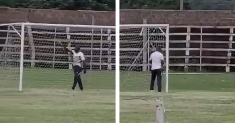 Zambijski trener suspendiran zbog mokrenja po golu. Kamera je sve snimila