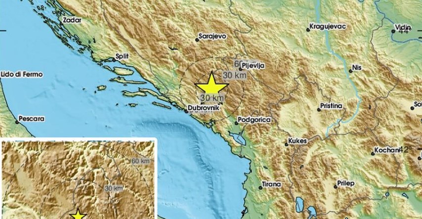 Potres od 4.7 u Crnoj Gori, osjetio se u Hrvatskoj