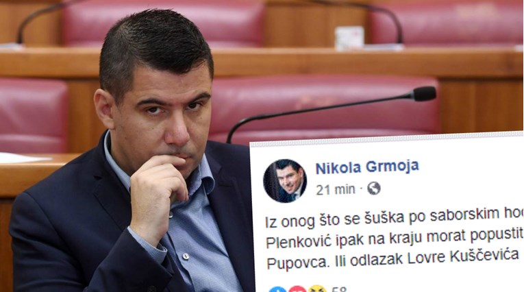 Grmoja ima zanimljiv status o Plenkoviću: "Po onome što se šuška u saboru..."