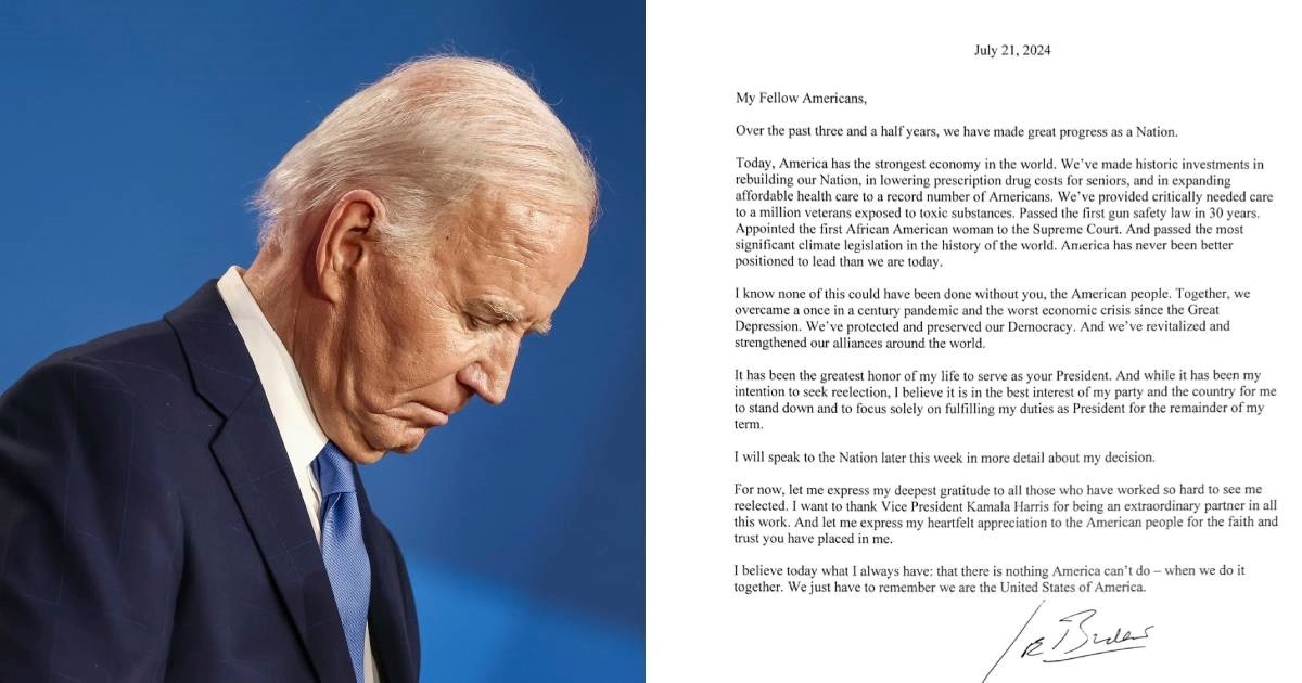 Ovo je pismo kojim je Biden objavio da se povlači