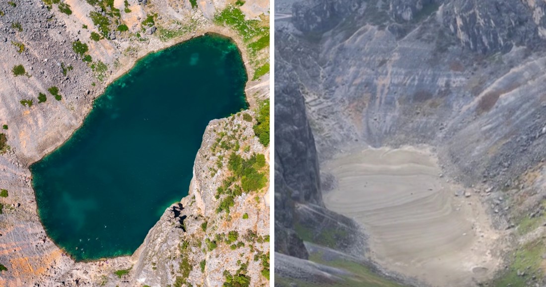 Modro jezero u Imotskom potpuno presušilo, pogledajte nevjerojatnu snimku